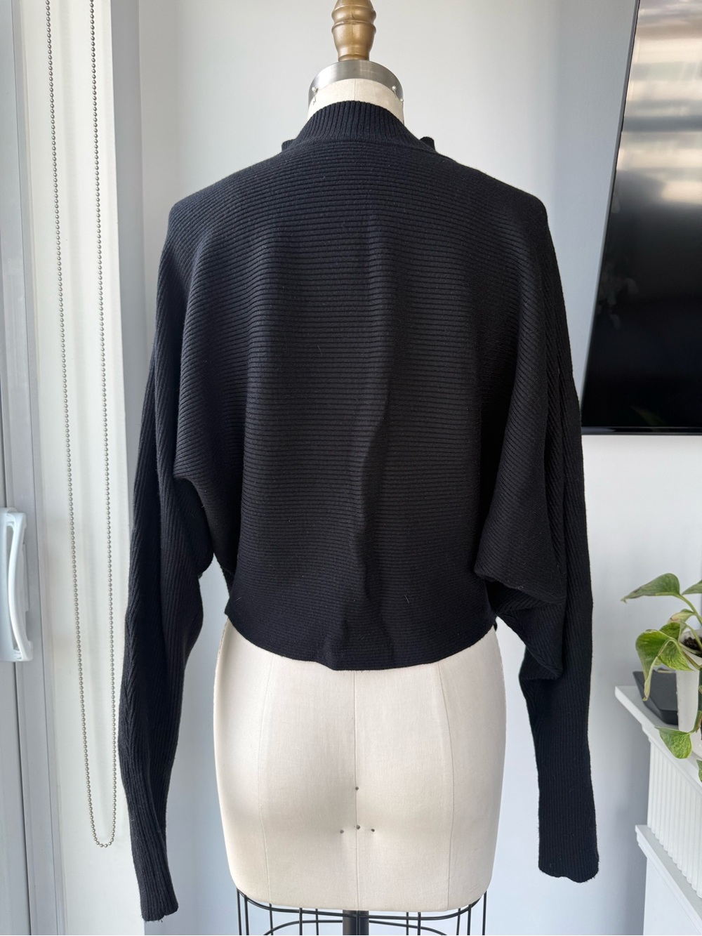 Zara Black Mock Neck Ribbed Sweater - Picture 2 of 3
